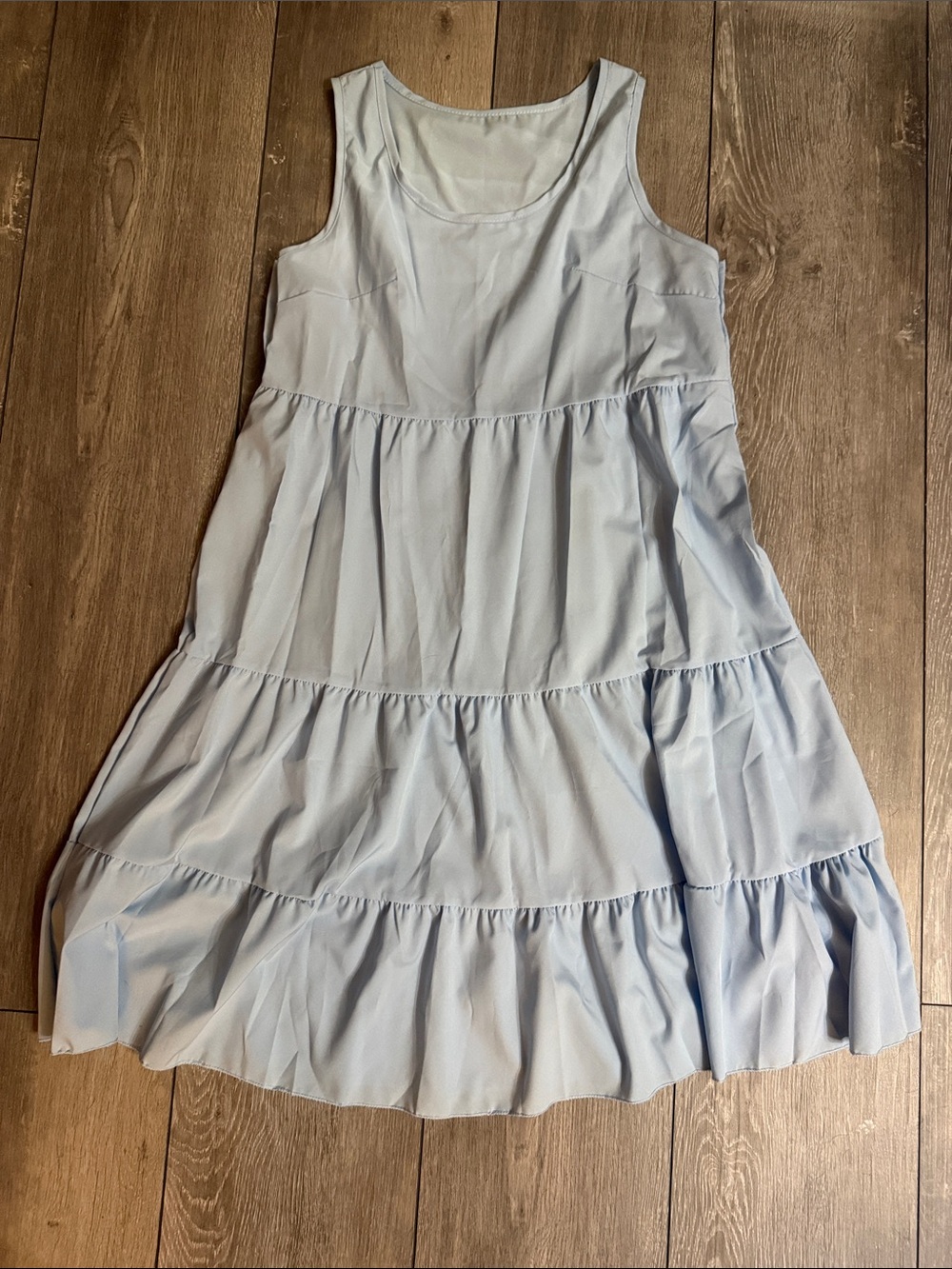 Light Blue Tiered Sleeveless Dress
